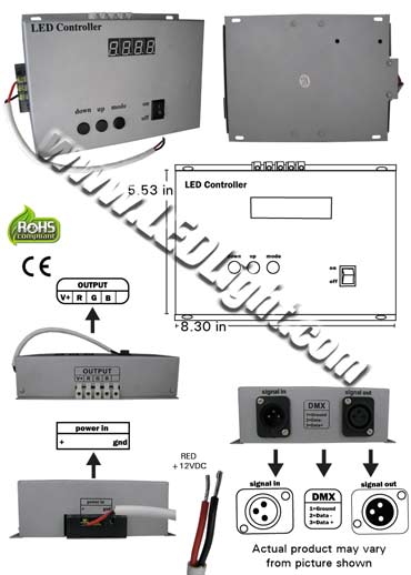 RGB DMX Controller 12V DC 300W Master/Slave Synchronization